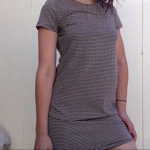 Black and beige striped t-shirt dress